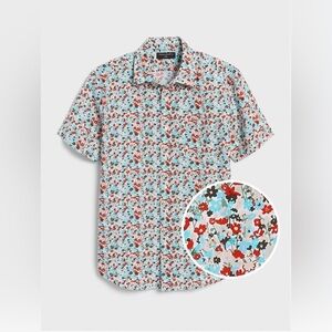 banana republic Classic Linen blend Men's Vibrant Floral Button Down Shirt small